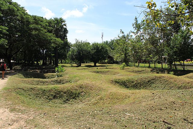 The exhumed mass graves of Choeung Ek in Cambodia