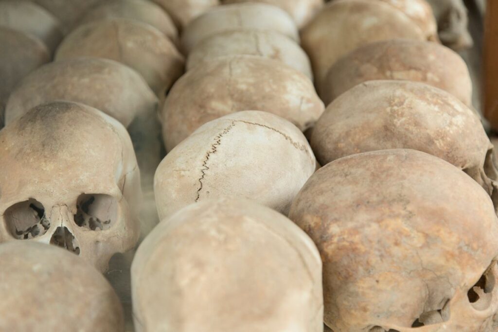 The skulls of the victims at Choeung Ek, Cambodia