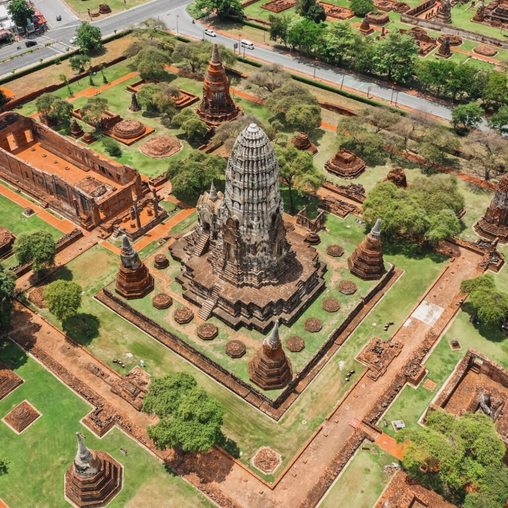 Ayutthaya, Thailand. Bird's eye view.