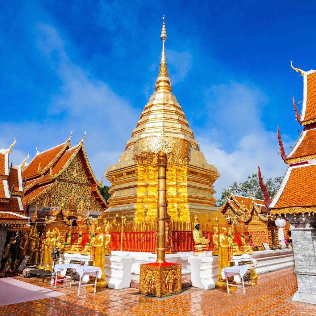 Golden stupa at at Pratat Doi Suthep, Thailand.